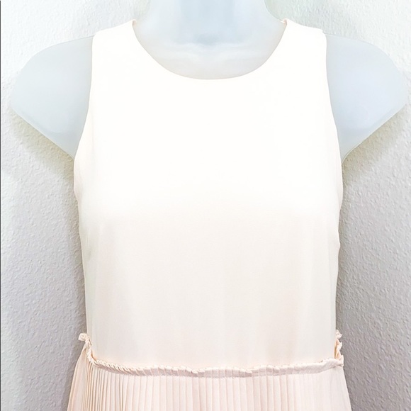 NWT NAKED ZEBRA Cream Chiffon Pleat Shift Dress S - Picture 3 of 7